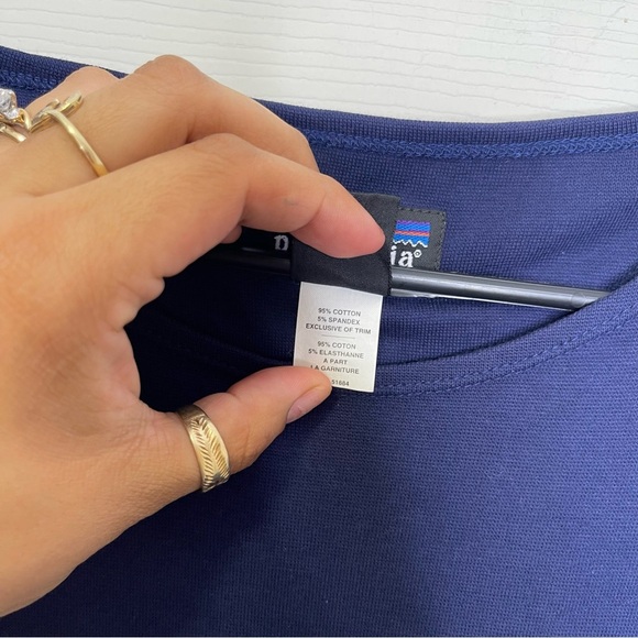 Patagonia Women’s Navy Blue T Shirt Dress Knee Length Sz L - Picture 5 of 6
